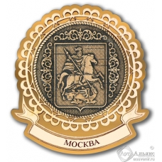 Магнит из бересты Москва-Герб лента золото